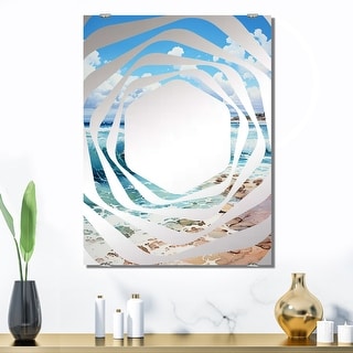 Designart "Wave Seascape Coastal Beach" Coastal Beach Mirror White ...